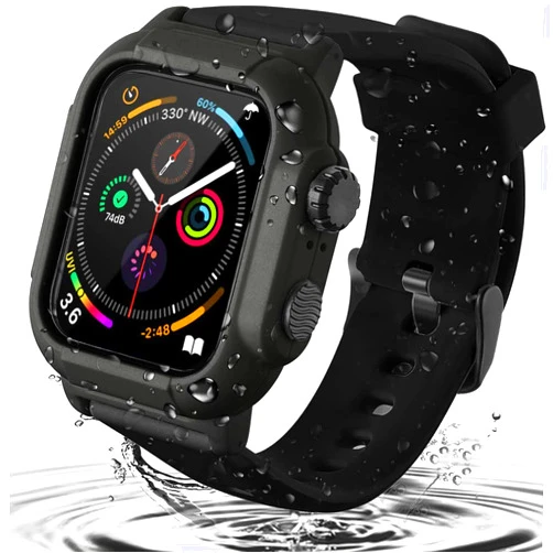 PEIYUI Waterproof Case for Apple Watch Series 6/5/4/SE 44mm, IP68 Waterproof Dustproof Snowproof Shockproof Impact Resistant Apple iWatch Full Body Protective Cases (Black, 44mm)