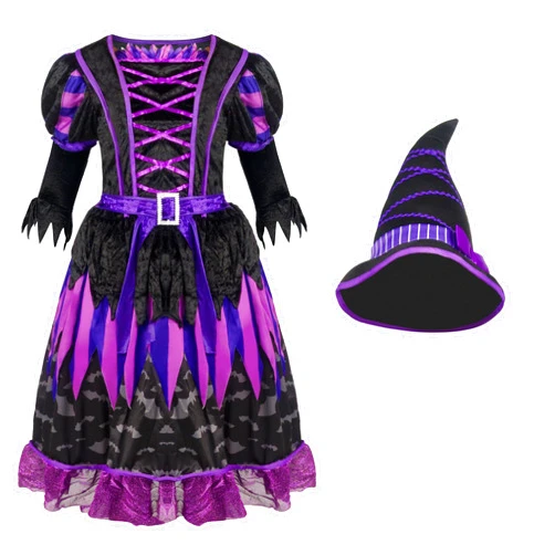 Spooktacular Creations Cute Purple Witch Costume Deluxe Set for Girls Halloween Party, Trick-or-Treat Costume, Themed Parties