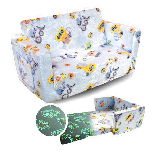 Truwelby Kids Sofa, Glow in The Dark Toddler Chairs Children's Extra Wide Convertible Sofa to Lounger - Extra Soft 2 Seats 2 in 1 Flip Open Chair & Sleeper, Toddler Couch, Kids Sofa Bed