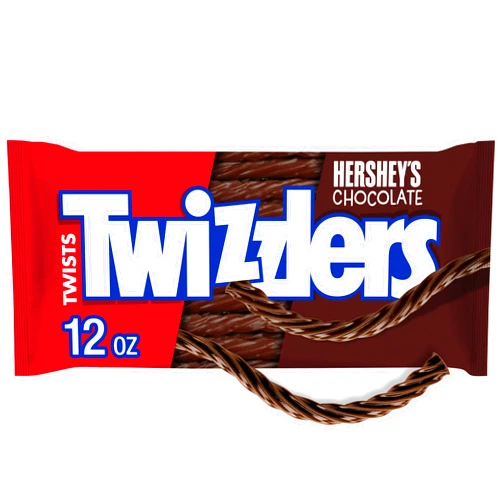 TWIZZLERS Twists HERSHEY'S Chocolate Flavored, Low Fat Candy Bags, 12 oz (Pack of 6)
