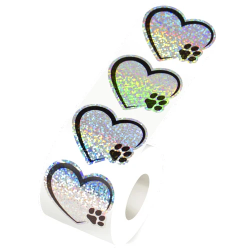 Collhurd 500 Pcs Paw Prints Stickers 2 inches Dog Puppy Paw Stickers Self-Adhesive Labels Animal Decal for Kids,Parties, Vets, Kennels and Mailing (Black)