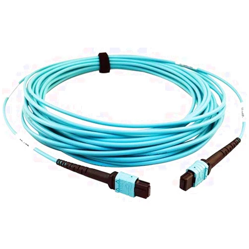 Tripp Lite 400GB Ethernet Fiber Optic Cable, Multimode 50/125 OM4 Cable, Plenum Rated, 24F MTP/MPO-PC (F/F), 10m, Aqua (N846D-10M-24AAQ)