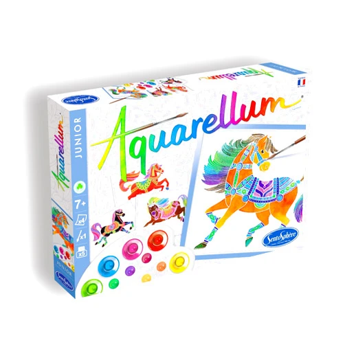 Sentosphère AQUARELLUM JUNIOR - HORSES - Painting kit - Magic watercolour paint - From 7 years old - made in France