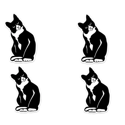 Altok Graphics Pack of 4-3 Inch Stickers - Tuxedo Cat Sticker - Laptop Sticker - Waterproof Vinyl for Car Phone Water Bottle - Pretty Black and White Kitty Decal - Sticker Graphic Decal