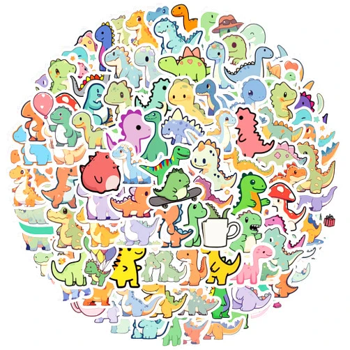 Hapiuen 100PCS Cute Dinosaur Stickers for Kids, Hapiuen Waterproof Vinyl Small Stickers Packs for Water Bottle Laptop Phone Skateboard Scrapbook, Teaching Rewards,Party Supplies (Dinosaur)