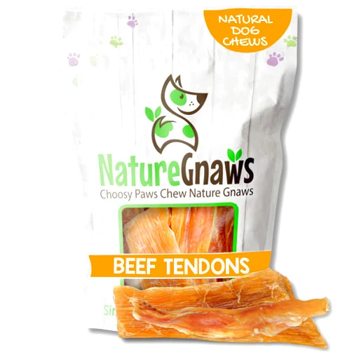 Nature Gnaws Beef Tendons for Dogs (1Lb) - Mixed Thickness - Long Lasting for Small and Medium Dogs - Natural Beef Jerky Dog Chew Bones - Rawhide Free