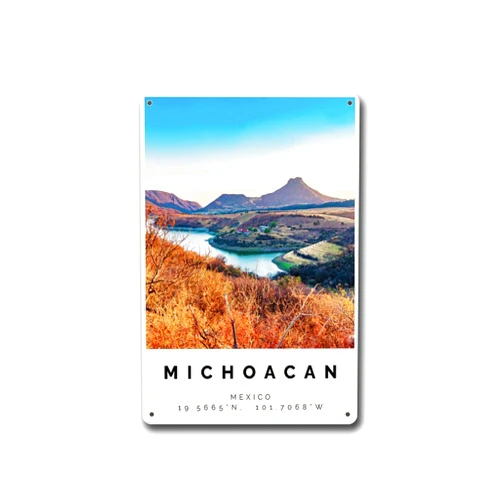 ZCNOPESM Tin SignMichoacan Travel Michoacan Murals Michoacan Color Travel Travel Art MexicoBar Wall Decoration8x12inch Tin Sign