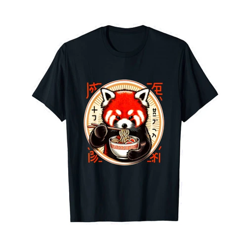 Kawaii Artwork Co Japanese Red Panda Ramen Kawaii Neko Japanese Noodles Aesthetic T-Shirt