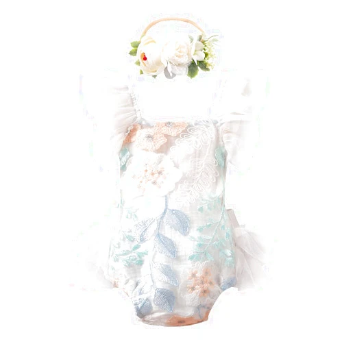 IMEKIS Baby Girl 1st Birthday Outfit Lace Tulle Romper Princess Tutu Dress Headband Shiny ONE Cake Smash Photo Shoot Clothes