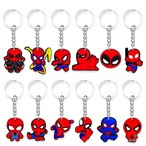 LFAND 12Pcs Superhero Keychain, Cute Cartoon Silicone Key Chain (12Pcs Hero)