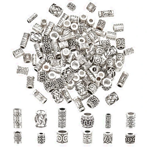 PH PandaHall 120pcs Silver Spacer Beads for Jewelry Making 12 Styles Tibetan Spacer Beads Antique Silver Beads Column Spacers Craft Loose Beads Metal Beads for Bracelet Necklace Earring Making