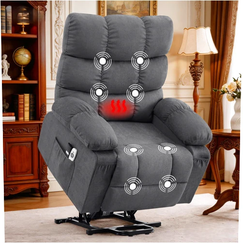 KWKSV Power Lift Recliner Chair for Elderly with Heat and Massage, Electric Recliners Single Sofa with Side Pocket and USB Charge Port for Living Room and Bedroom Comfort