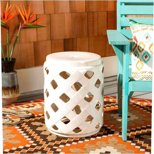 Safavieh ACS4574B Betli Ceramic Decorative Garden Stool, 0, Cream