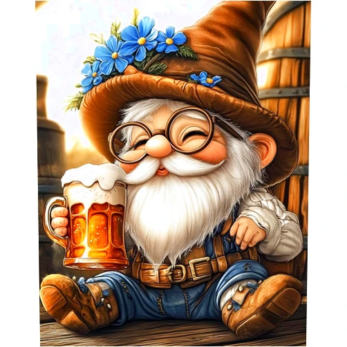 MSTINGSHUN Beer-Drinking Gnome Paint by Numbers Cowboy Gnome Painting by Number for Adults Beginners DIY Painting on Canvas with Brushes Acrylic Paints Perfect for Gift 16x20 Inch（Without Frame）