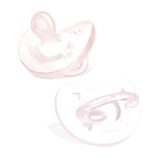 Chicco PhysioForma 100% Soft Silicone One Piece Pacifier for Babies 0-6 Months | BPA & Latex Free | Reusable Case | Soft Pink, 2pk