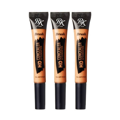 Ruby Kisses HD Concealer & Foundation Brush Flawless Full Coverage Face Makeup Lightweight Highlighter Long Lasting Under Eye Conceals Contour Corrector 3 Pack (Fawn)