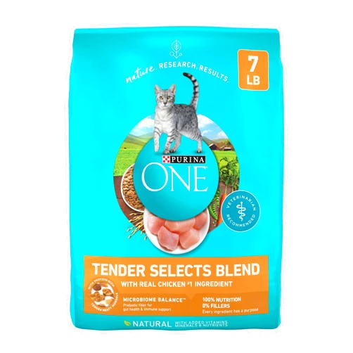 Purina ONE Natural Dry Cat Food, Tender Selects Blend With Real Chicken - 7 lb. Bag