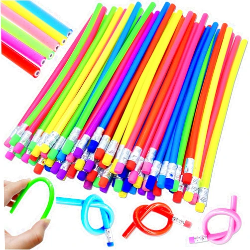 Haawooky 36 Pcs Colorful Magic Bendy Flexible Soft Pencil with Eraser Kids Children School Fun Equipment