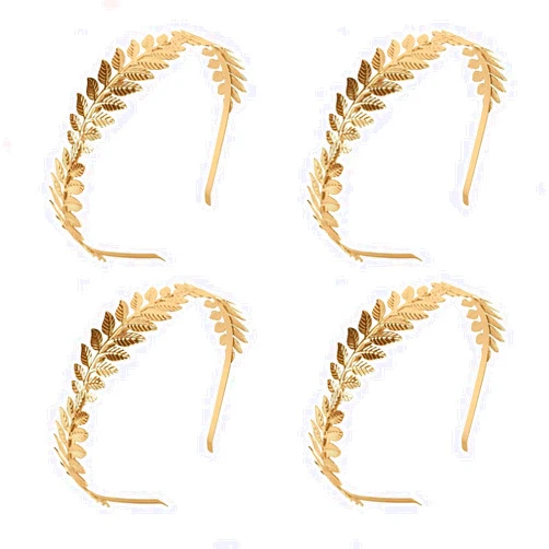 Ecobene Headbands for Women, 4Pcs Roman Laurel Leaf Branch Crown Gold Metal Headband Decorative Headdress for Kid Girl Women Bride