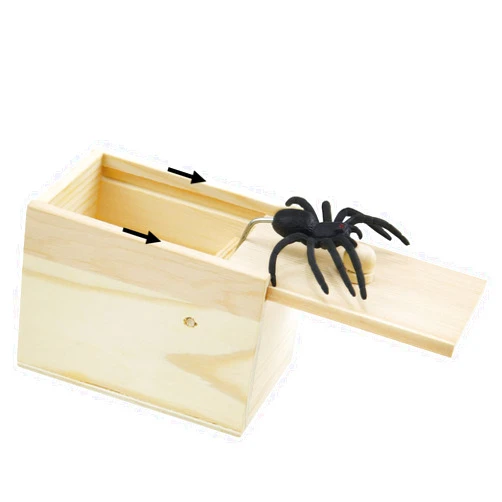ZIZICG Spider Prank Box Pop Out Scare Spider Fun Surprise Joke Boxes, Handmade Wooden Surprise Box for Boys Girls, Spider in A Box Toy Practical Prank Xmas Gifts Toy for Kids & Adults