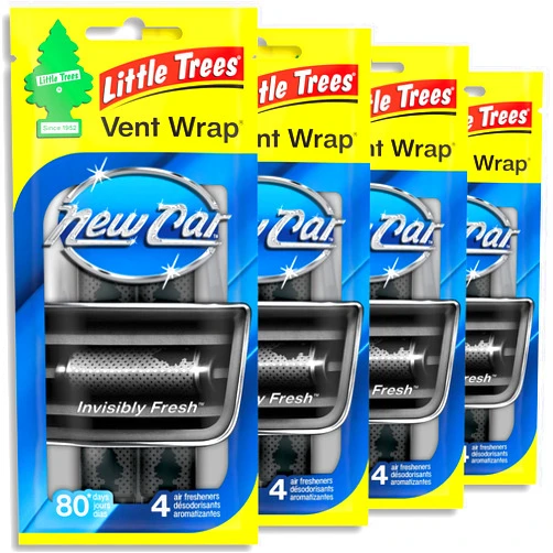 LITTLE TREES Car Air Freshener | Vent Wrap Provides Long Lasting Scent, Invisibly Fresh | New Car Scent, 16 Air Fresheners
