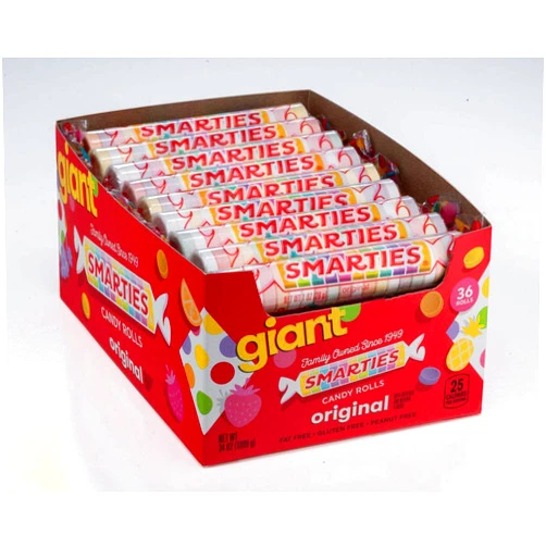 Smarties Giant Jumbo Smarties, Individually Wrapped with Counter Top Box, 36 Count