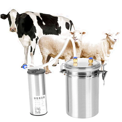 Koulate Electric Milking Machine, Vacuum Pulse Pump Stainless Steel Milker 2L Portable Double Heads Milking Device Kit for Sheep Cows Goat (110-240V) (for Cow, US Plug)