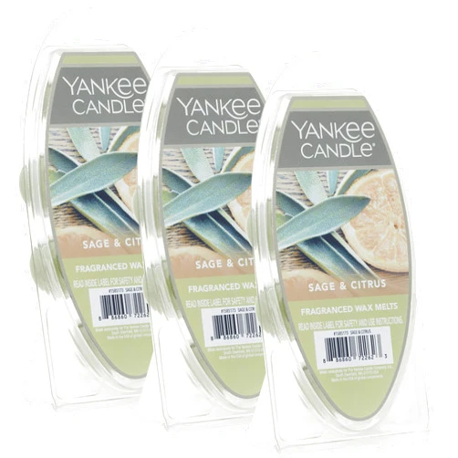 Yankee Candle Sage & Citrus Scent, Pack of 18 Wax Melts for Candle Making, Perfect for Wax Warmers and Aromatherapy