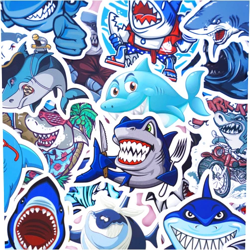 ARRLSDB Shark Stickers, 100 Pcs Shark Decals Waterproof Vinyl Stickers for Water Bottle Hydro Flask Laptop Luggage Car Mobile Phone Skateboard Bike Décor