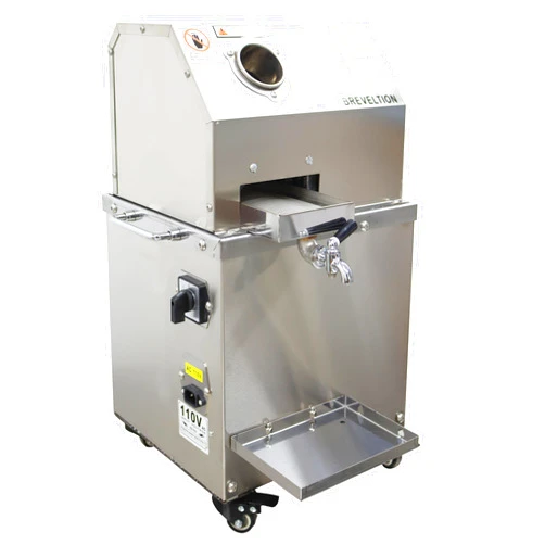 BREVELTION 110V 750W Desktop Electric Sugar Cane Press Juice Machine, 3 Rolls Stainless Steel Sugarcane Juicer Grinder Extractor, W/Cleaning Port and 4 Casters