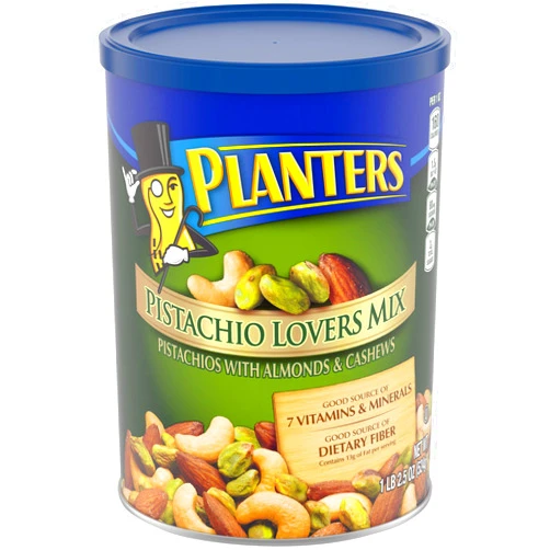 PLANTERS Pistachio Lover's Mix, 1.15 Lb. Resealable Canister - Deluxe Pistachio Mix: Pistachios, Almonds & Cashews Roasted in Peanut Oil with Sea Salt - Kosher, Savory Snack Pistachios Mix