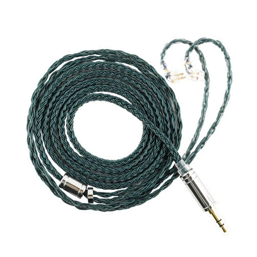 Linsoul Tripowin Zonie IEM Cable, 16 Core Silver Plated Earphone Upgraded Cords, 1.25m SPC in Ear Monitor Cable for ZS10 PRO 2 AS10 PRO ZSN PRO X Wan’er SIMGOT EM6L(Recessed 2pin, 3.5mm)(Moss)