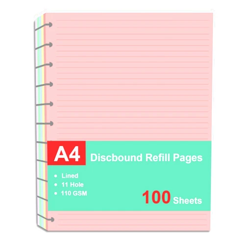 Cheericome Letter Size Refills Paper, A4 Tul Paper for TUL Note-Taking System Discbound Notebook Planner Inserts, 5 Colors(20 Sheets/C), Total 100 Sheets/200 Pages, College ruled, Tul Paper Refills 8.5 x 11 In
