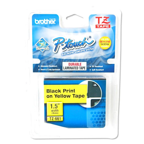 Brother BRTTZE661 - Brother TZE-661 Black on Yellow Lettering Tape