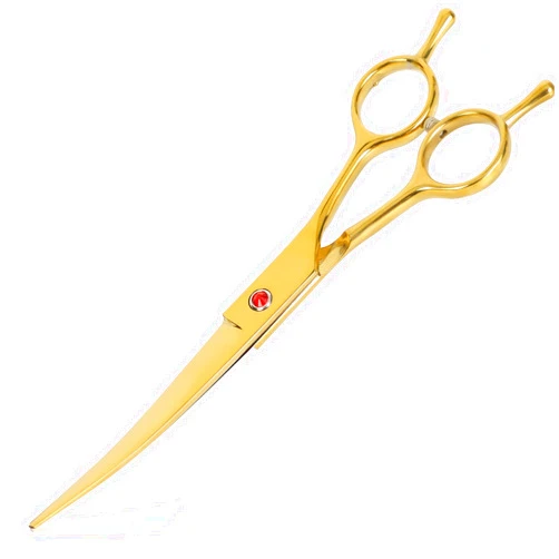Sumcoo Dog Grooming Scissors Premium Stainless Steel Curved Hair Cutting Scissors for Dogs & Cats (Gold)