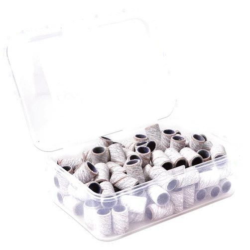 PANA 100 Pieces Large Nail Sanding Bands Professional Nail Manicure Great Fit for Nail Drill Bits for Acrylic Nails (180 Grit, Zebra)