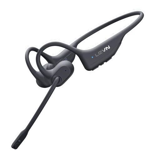 LEVN Open Ear Headphones with Mic, Bluetooth Headset with Microphone (AI Noise Cancelling), Comfort Bluetooth 5.3 Headphones, Sweatproof Wireless Headphones with Mic for Work, Running, Workouts