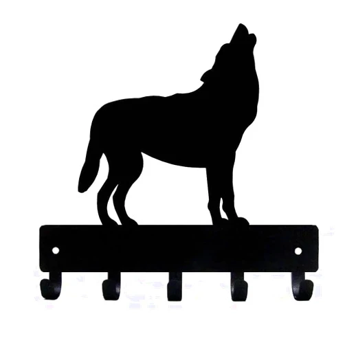 The Metal Peddler Howling Wolf Key Rack Hanger - Small 6 inch Wide - Made in USA - Wall Mounted Holder - Wall Organizer Hooks.