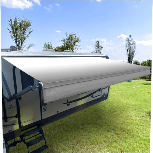 SHADEPLUS RV Awning Fabric Replacement,Camper Awning Replacement,16 oz Heavy Duty Waterproof Vinyl Universal RV Awning Replacement for All Brands Camper,Trailer, Motorhome Awnings,Grey Fade 19'2''