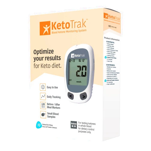 KETOTRAK Blood Ketone Testing Kit, 1 Meter, 10 Ketone Strips, 1 Lancing Device, 10 Lancets, Optimize Your Result for Keto Diet by KetoTrak
