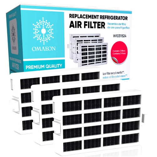 Omaeon W10311524 Fresh Flow Air Filter For Whirlpool Refrigerator 2319308, W10335147, W10335147A, W10315189, AIR1, 1876318, AP4538127, AH2580853, EA2580853, PS2580853, 2319303 (3 Pack)
