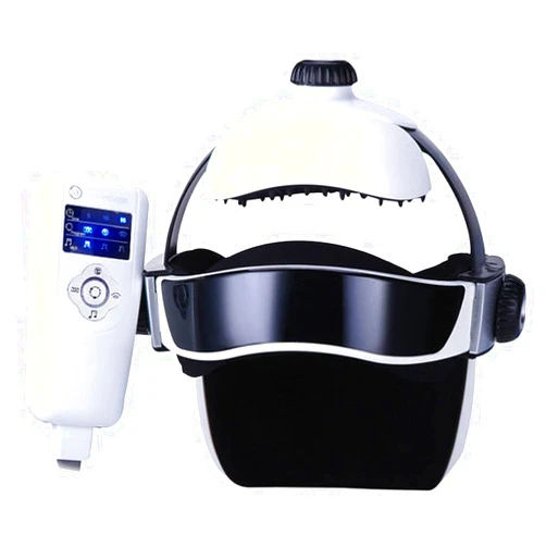 MCWYH Electric Head Massager, Neck Massage Helmet, Deep Head Massage with Music, Hot Compress Function, Deep Sleeping Therapy, for Relieve Headache