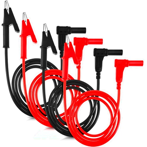 Dunzy 4 Pcs 14 Gauge Banana Plug to Alligator Clip Test Lead Multimeter Test Leads Wire Cable Set Soft Silicone Test Cable Wires for Electrical Testing, 3 ft Long
