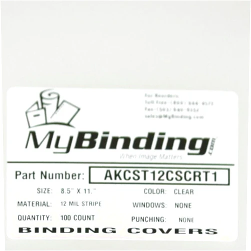 Akiles MyBinding.com 12mil Stripe Transparent Clear Poly 8.5