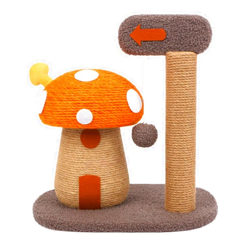 RAIN QUEEN Mushroom Cat Scratcher Post, Mushroom Cat Tree & Cat Toys, Scratching Posts for Indoor Cats with Natural Sisal Rope Cat Tower to Satisfy Cats’ Claw Instincts, for Kittens Or Smaller Catcat
