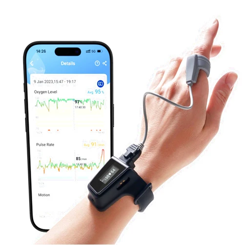 Wellue Wrist Pulse Oximeter| O2 Monitor with 100-hour Battery Life to Record Blood Oxygen Saturation and Pulse Rate| Export the Report via APP/PC