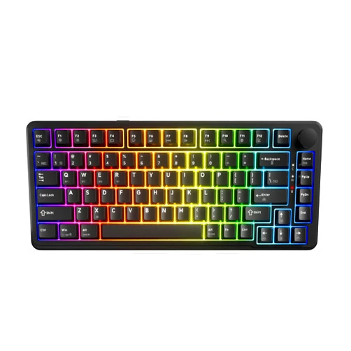 TECWARE Ghost 75% Wireless Mechanical Keyboard | RGB Gaming Keyboard with Volume Knob | Tri-Mode 2.4GHz/Bluetooth/USB-C | Gasket Mounted | Hot Swappable Pre-Lubed Linear Switches | 4000mAh | Black