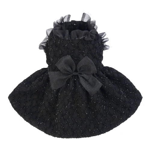 Lelepet Medium Dog Dress,Shiny Dog Dresses for Medium Dogs Girl with Bowknot,Dog Birthday Dress,Puppy Dress Dog Wedding Dress,Pet Costume Dress for Dogs,Black Dog Formal Dress,Girl Dog Princess Dress