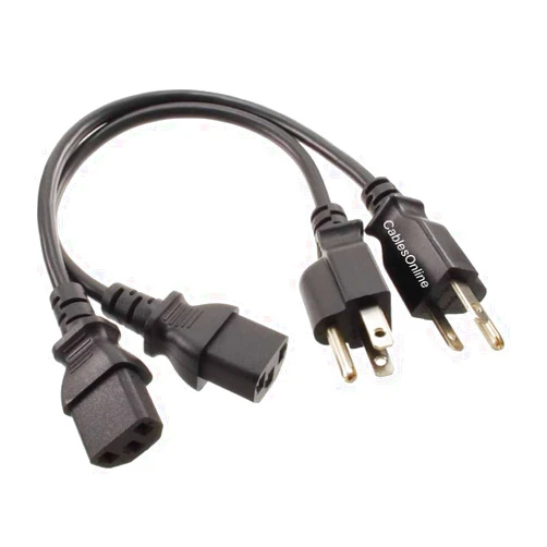 CABLESONLINE.COM ATLANTIC COMPUTERTECH CablesOnline 2-Pack 1ft. Short 3-Conductor PC Power Cord, 18AWG, NEMA 5-15p to IEC C13 Cable, PC-111-2