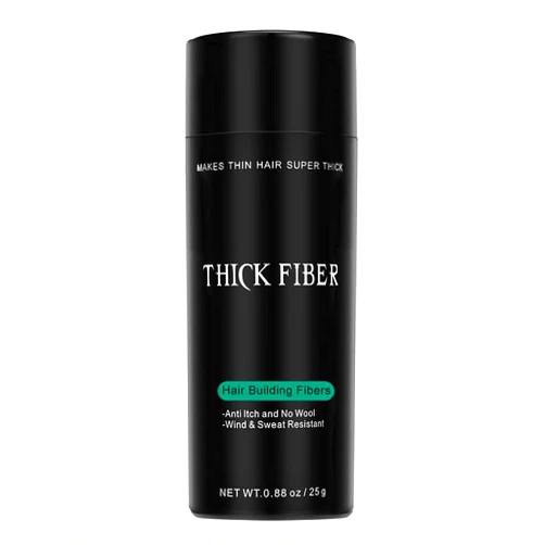 THICK FIBER Hair Fibers for Thinning Hair & Bald Spots (BLACK) - 25g Bottle - Conceals Hair Loss in Seconds - Hair Powder for Women & Men